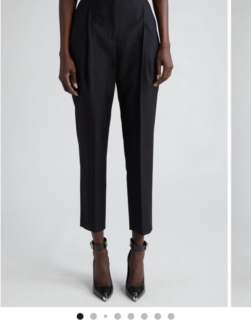 Authentic Women’s Alexander McQueen Pleated Slim Peg Wool Ankle Trousers
